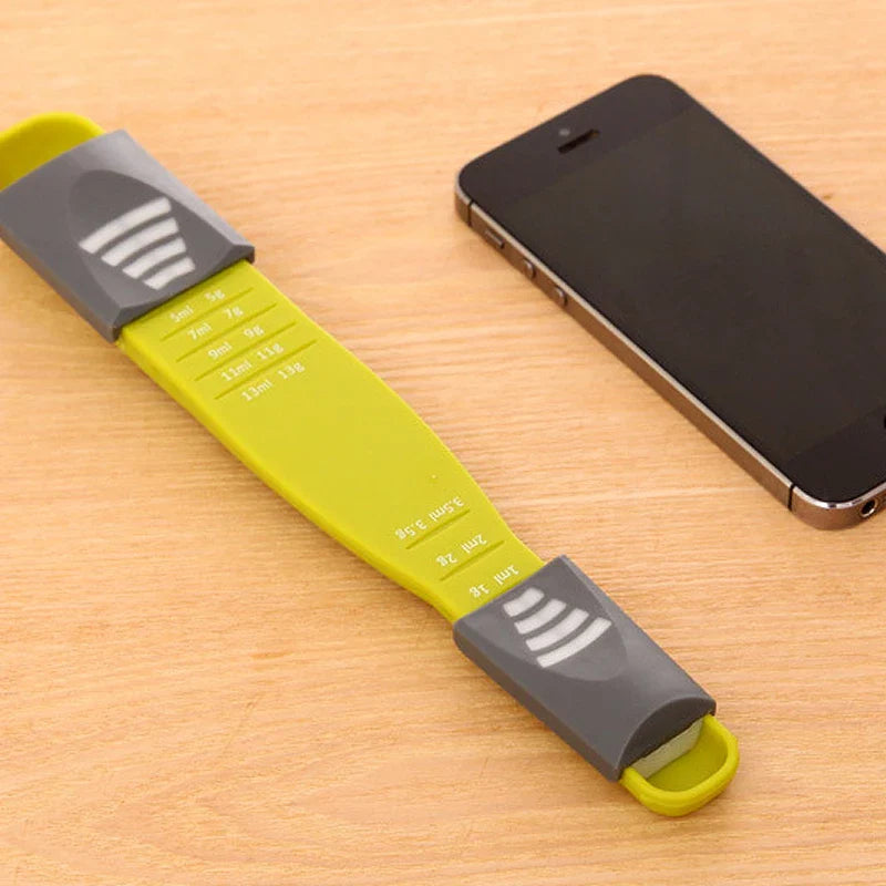 Carvallo Duo sked | Dubbel-sidig, justerbar måttsked | Med skala | För bakning, matlagning & kryddning