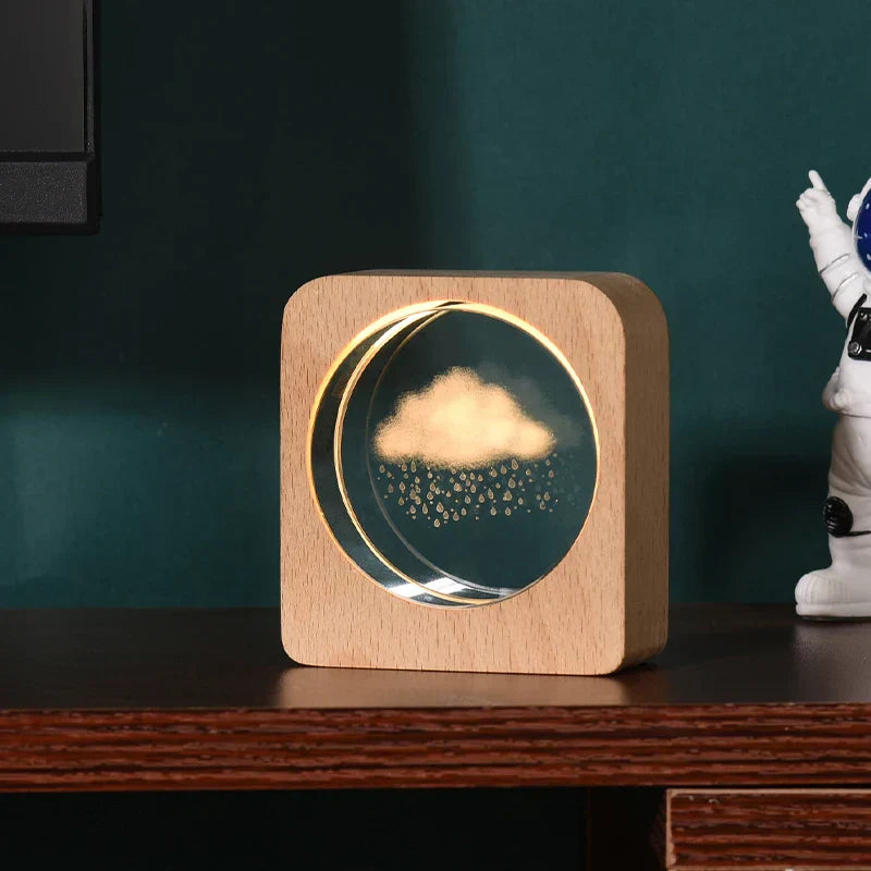 LumiWood - 3D Trä Nattlampa med Gravyr och Varm LED-belysning