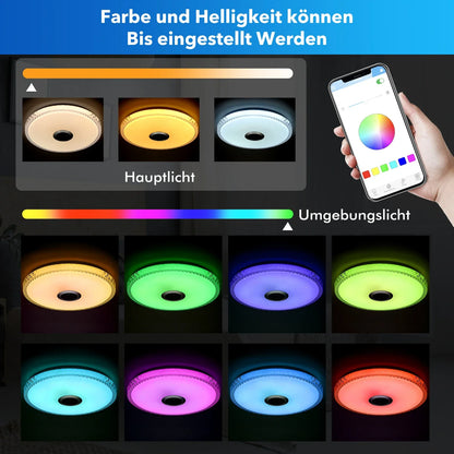 Lunavi Crystal | LED-taklampa med Bluetooth-högtalare och RGB-färgskiftning