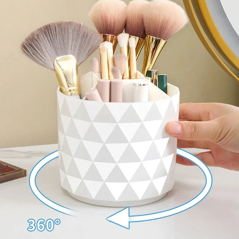 Carvallo Make-up Organizer med vridfunktion | 360° roterande förvaringsbehållare | 5 fack | Rosa diamantdesign