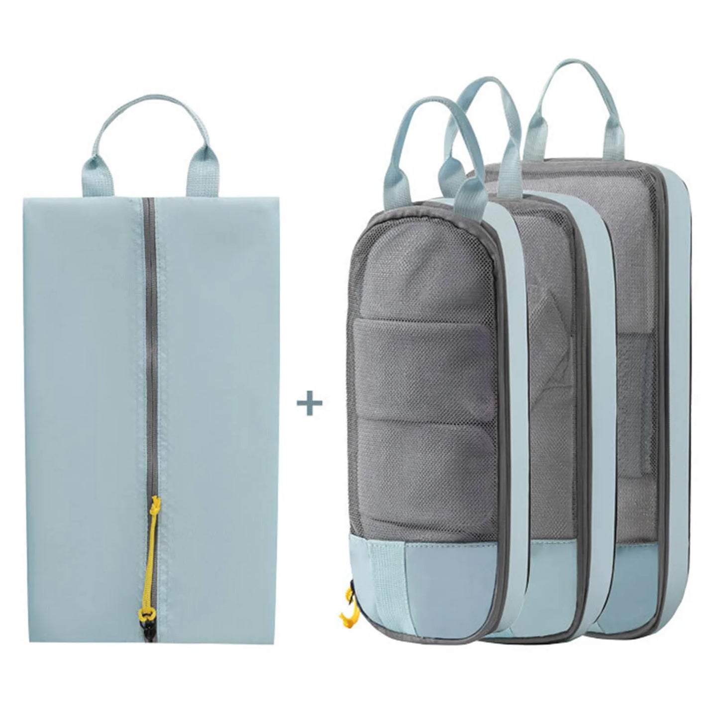 Carvallo Researrangör Set | Kompressionspåsar för kläder & kosmetik | Platsbesparande & rivfast | Oxford-tyg