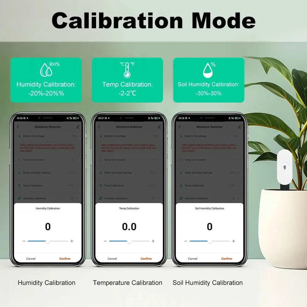 Carvallo Markfuktighetsensor GrowGuard | Zigbee 3.0 | App- &amp; röststyrning | För växtvård &amp; trädgårdövervakning