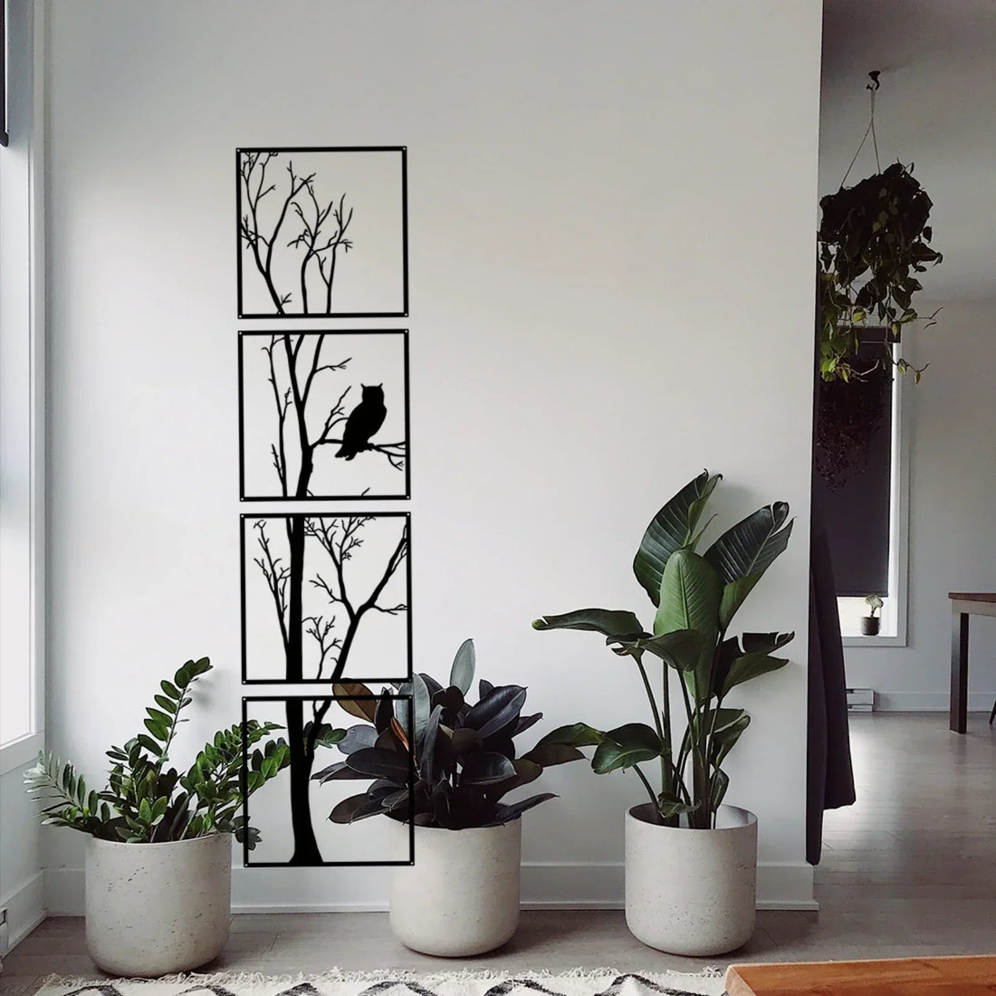 Väggdekoration Träd och Uggla - Minimalistisk och Stilig