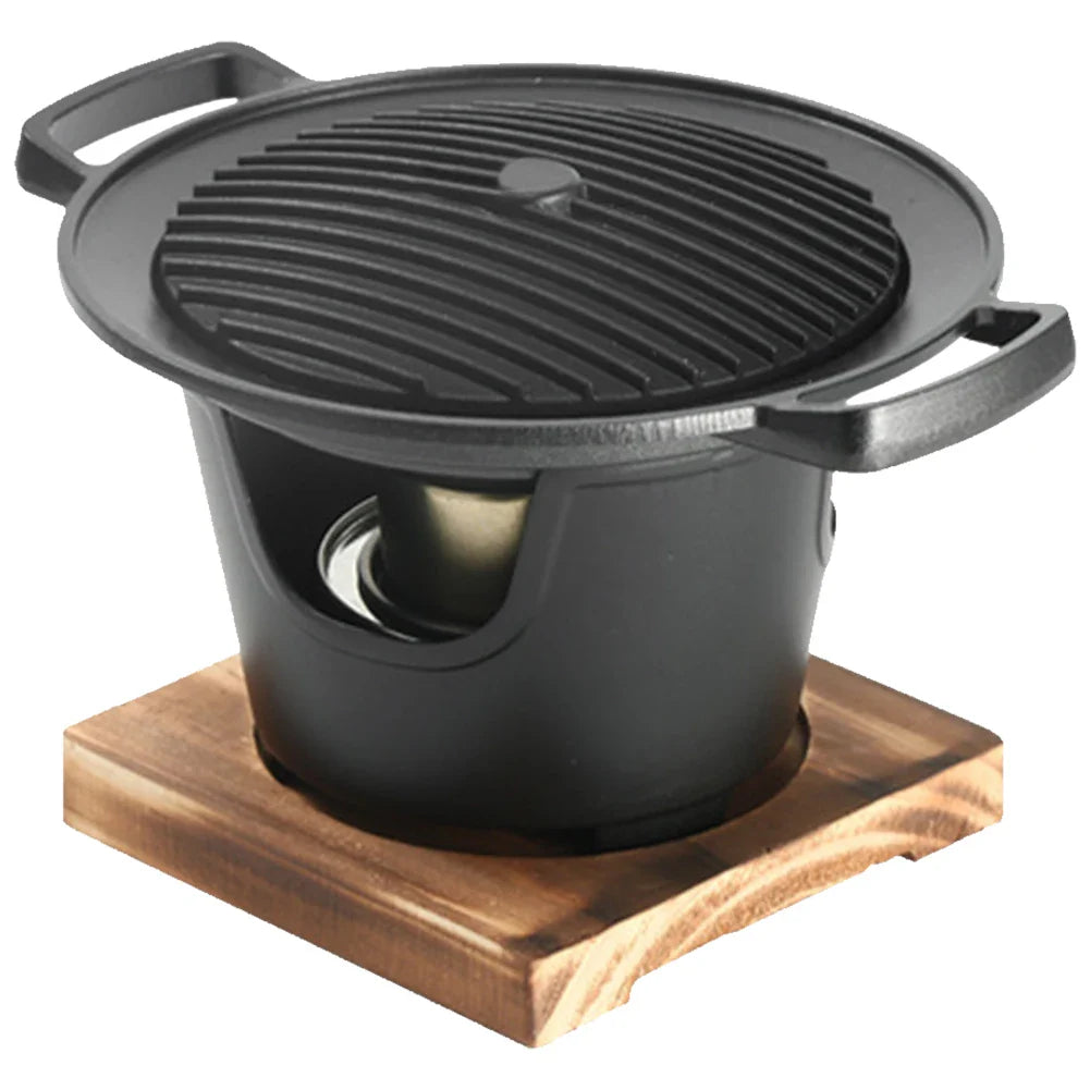 Carvallo Japanesisk Mini-Grill med Alkoholkamin | Bärbar Bordsg grill utan rök | Kompakt och beläggningsfri | För Camping och Balkong