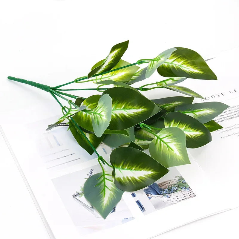 Carvallo konstväxt Dieffenbachia | Tropiskt dekoblads i siden | Lättskött dekoration för bord, hylla och vardagsrum