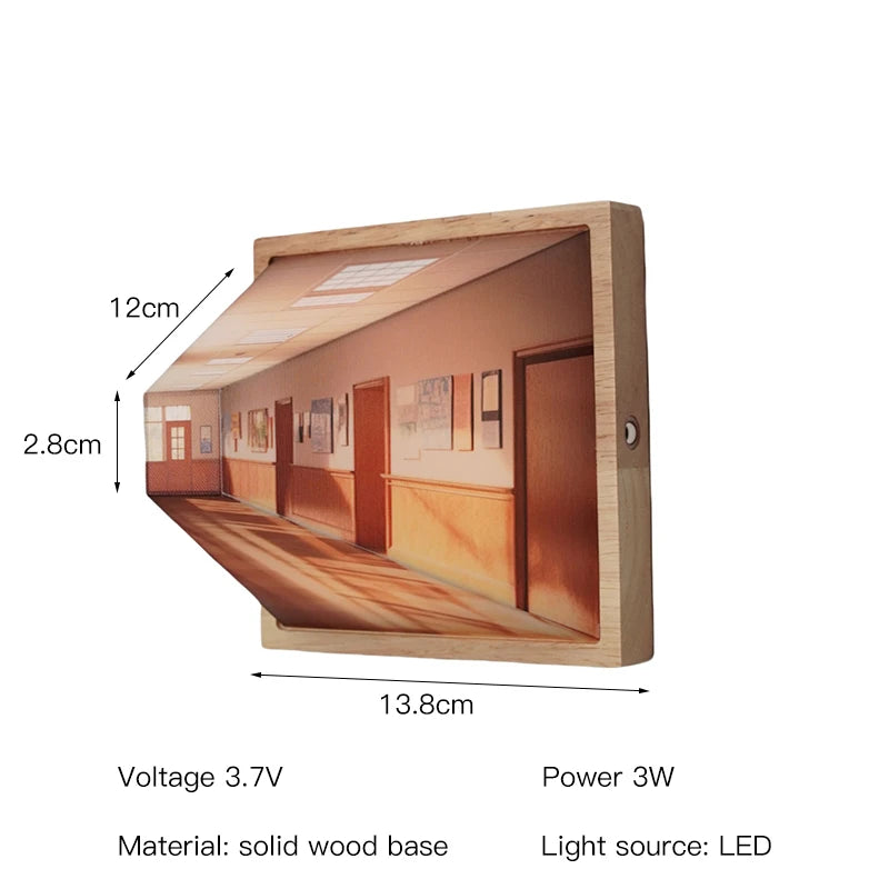 3D Konst Naken Öga Vision Nattlampa – Kreativ Trä Vägglampa för Vardagsrum &amp; Hem Dekor