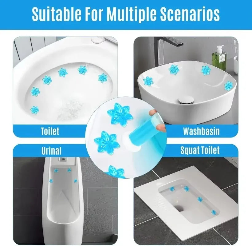 Carvallo WC-Gelblommor | Doftgel för toalett & urinal | Rengörande, Antibakteriell & Dekorativ | 12 blommor per stick