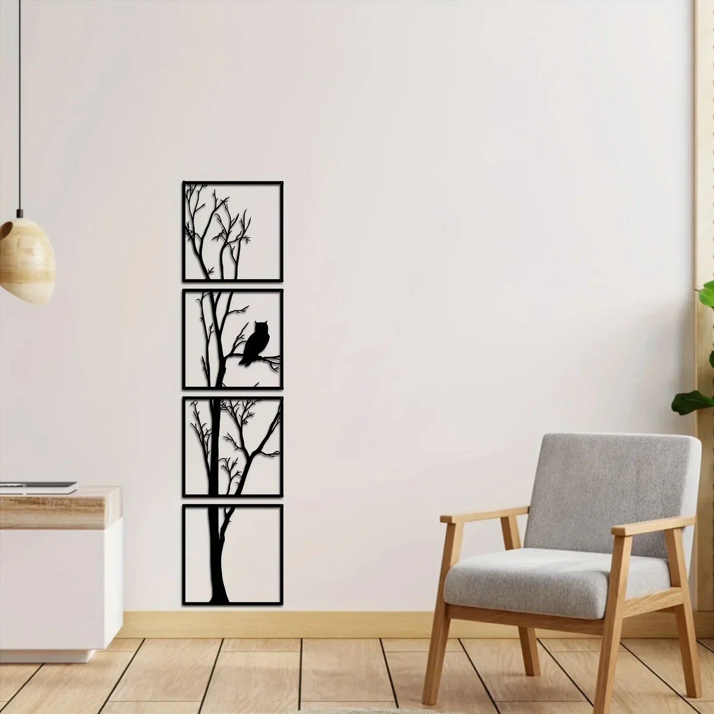 Väggdekoration Träd och Uggla - Minimalistisk och Stilig