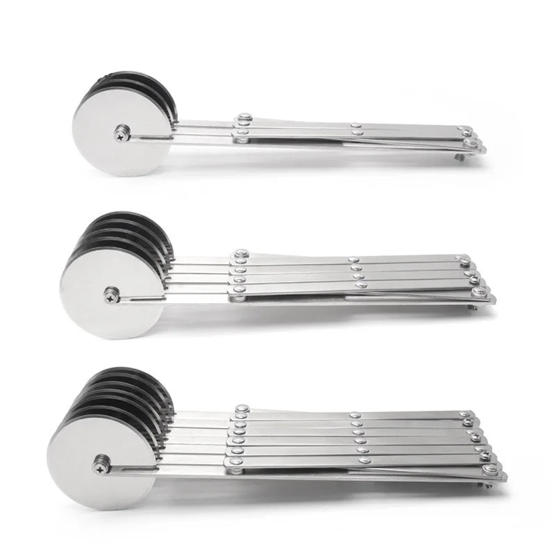 SlicePro™ Rostfritt stål degskärare | Fällbar &amp; Justerbar | 3–7 Hjul | Perfekt portionering för pizza, bakverk &amp; pasta