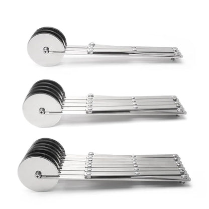 SlicePro™ Rostfritt stål degskärare | Fällbar &amp; Justerbar | 3–7 Hjul | Perfekt portionering för pizza, bakverk &amp; pasta