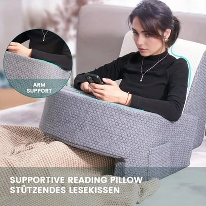 Minnesskum Lästjurstöd med Armstöd och Tvättbart Fodral för Säng eller Kontor