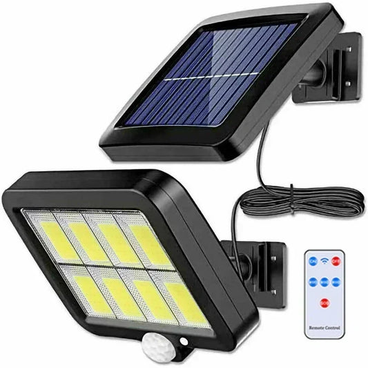 Carvallo Solar | 100 COB LED Solarlampa | IP65 | Rörelsesensor & 3 lägen | Trådlös utomhusbelysning
