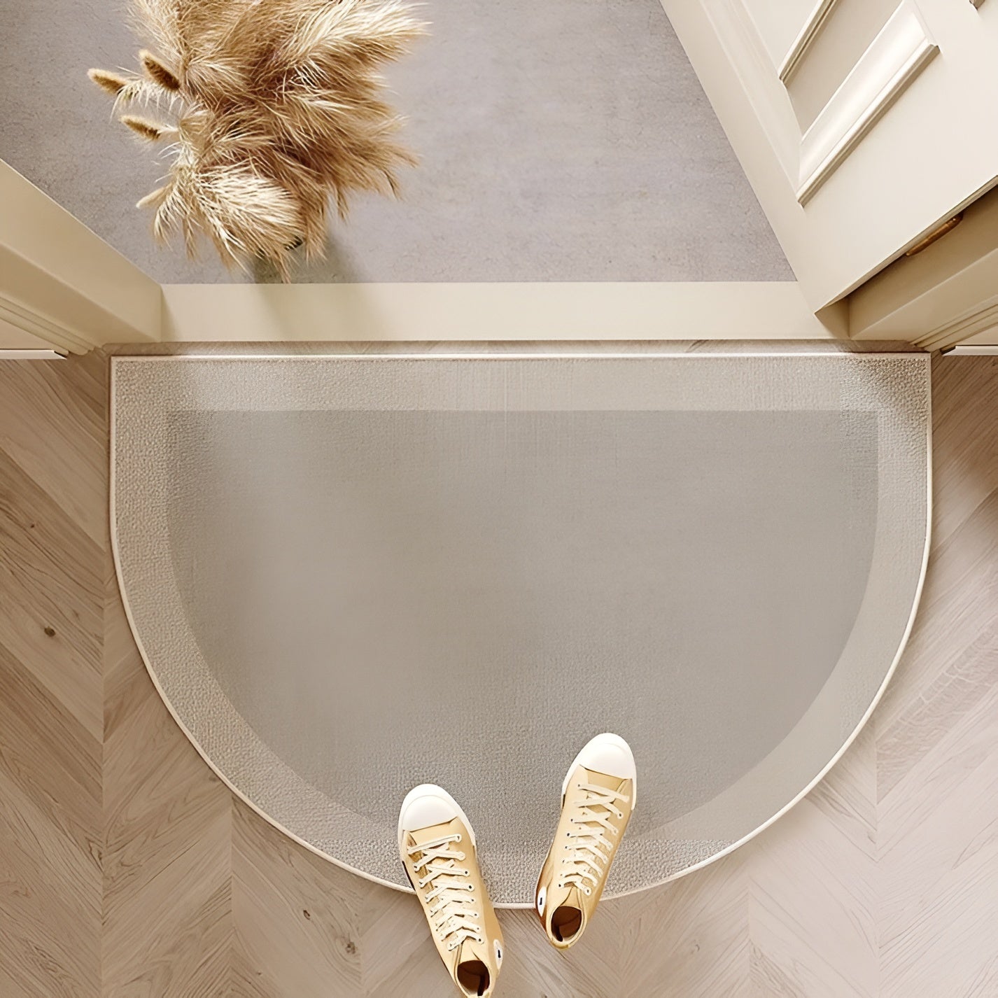 Halvkrets dörrmatta – Halkfri och dekorativ | För inomhus- och utomhusbruk, hall och vardagsrum