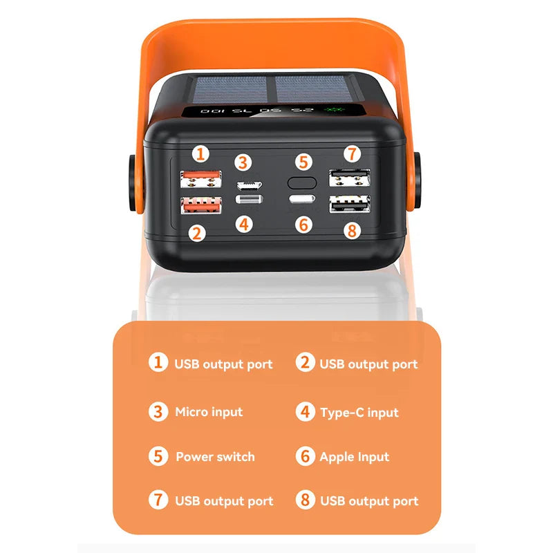 Carvallo Xiaomi Solarbatteri 100 000 mAh Powerbank med integrerad LED-ficklampa – Snabb laddning & Ute-elförsörjning