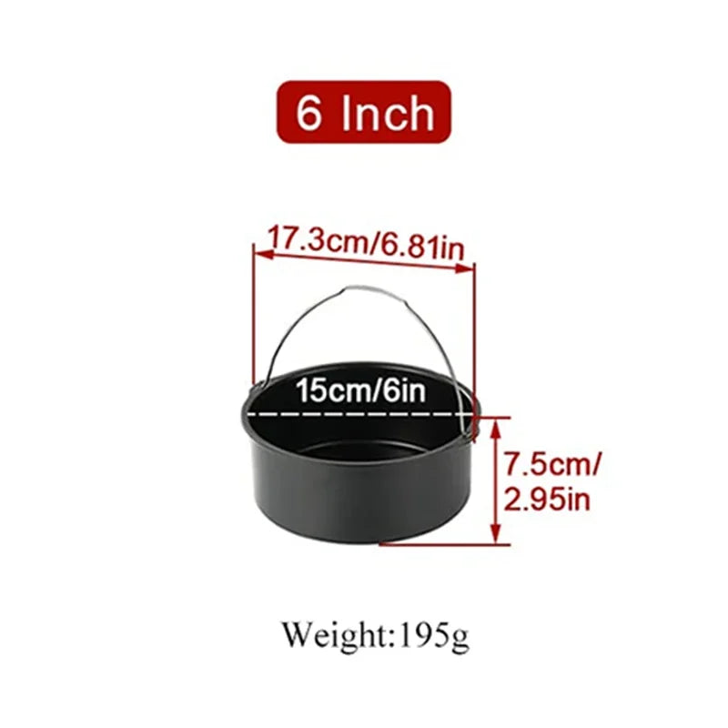 Carvallo Rund Bakform 6/7/8 Tum med Handtag | Non-stick Bakform för Tårtor, Pizza & Airfryer | Stål Bakform med Beläggning | Ugns- & diskmaskinssäker