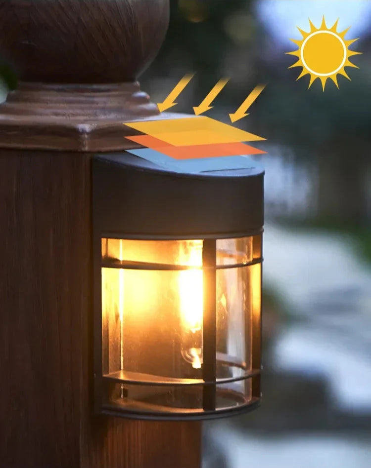 Utomhusvägglampa med glas och galler – LED trädgår belysning, väderbeständig för terrass & balkong