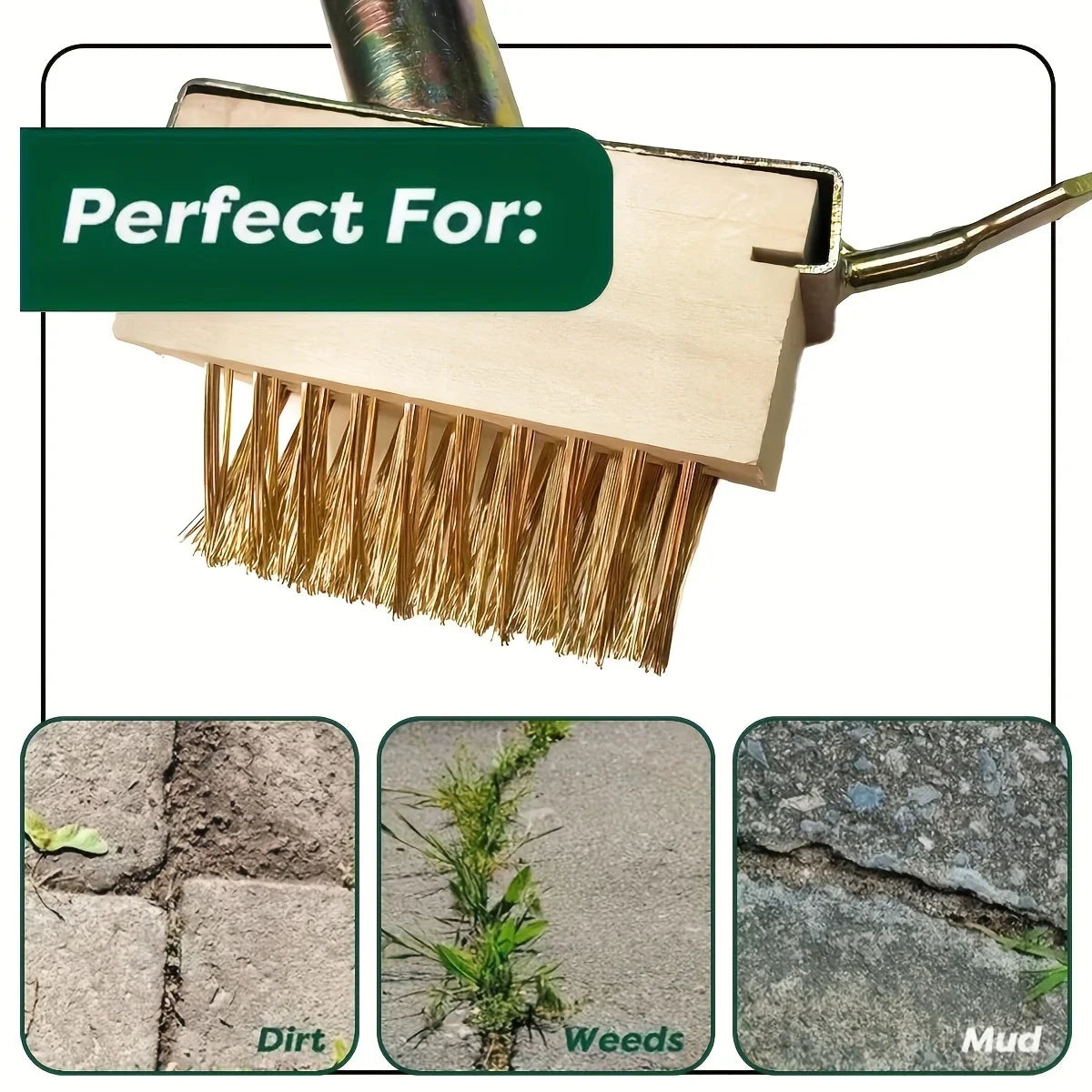 Carvallo Ogräsborste manuell | Justerbar med 120 cm handtag | För fogar, terrasser & gångvägar | Trådborste