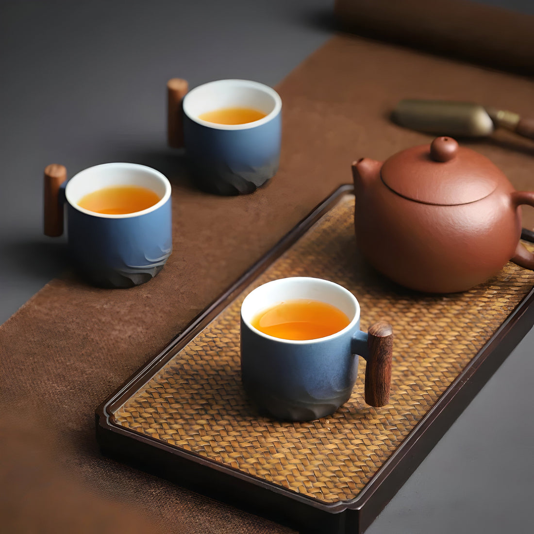 Keramik-kaffekopp med trähandtag – Retro-design, Robust och stilfull | Perfekt för kaffe och te