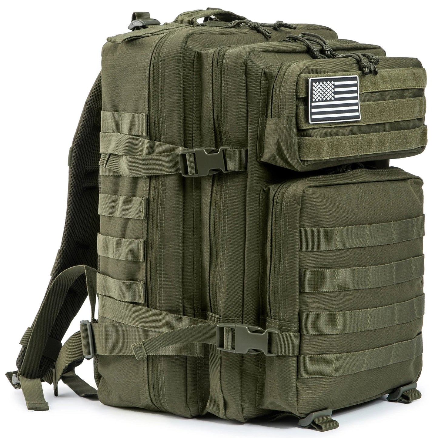 Carvallo 45 L Utomhus Ryggsäck | Molle-System | 3-Dags Kapacitet | Robust & Multifunktionell – Svart/Khaki/Oliv
