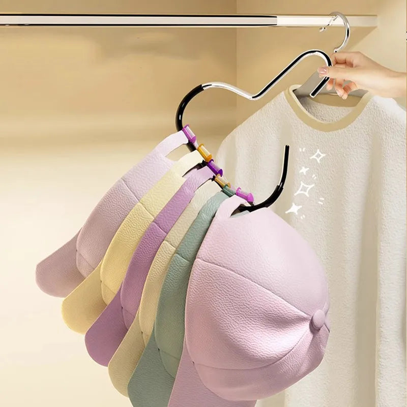 Carvallo Hatt-organisator Ring | Platsbesparande garderobs-hängare för 8 kepsar, sjalar & tillbehör | Metall & PP-plast