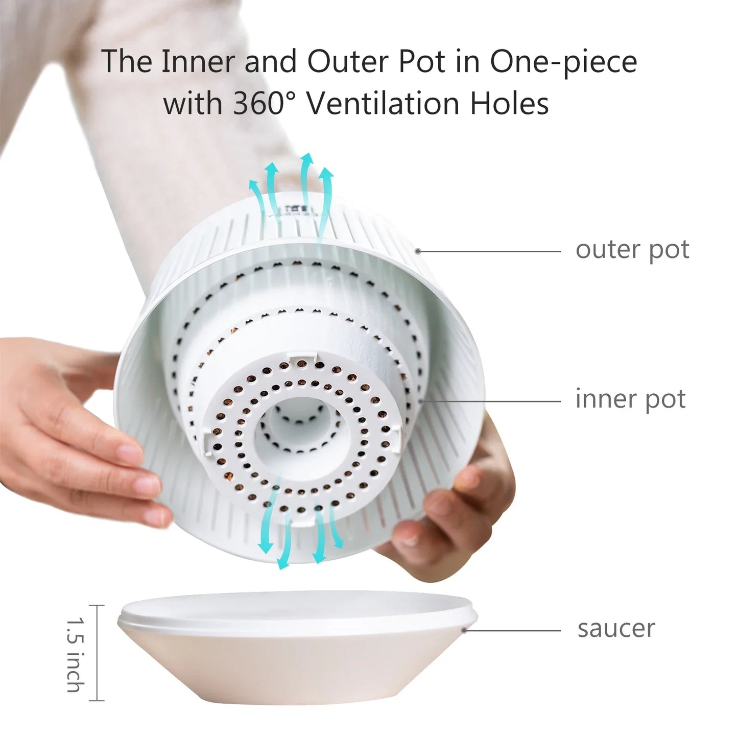 Carvallo Orchid Pot | Ventilerad planteringskruka med dräneringshål | 12 cm | Robust PP-material för inomhus och utomhus