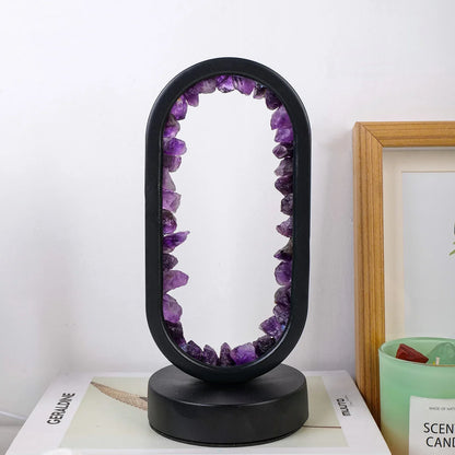 AuraStone Soluna | Amethyst kristallampa med mjukt naturbelysning