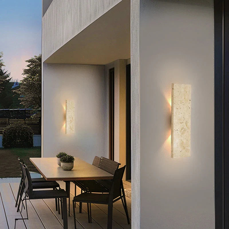 Utomhus vattentät LED-vägglampa med design av natursten – Mångsidig sconce-lampa för inomhus- och utomhusbruk