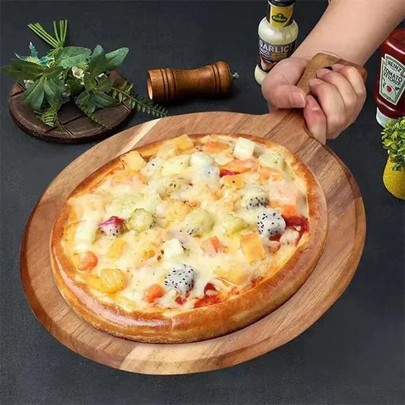 Acacia-trä Pizzaspade och serveringsbräda med handtag