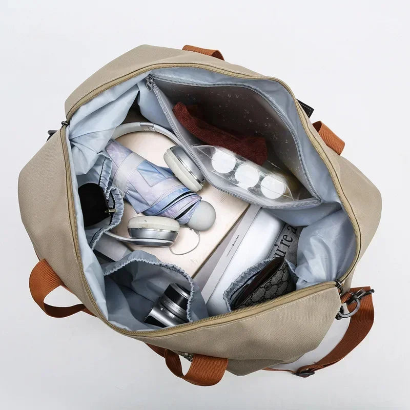 Carvallo Fitness-resväska | Stor kapacitet | Torr-våt separation | Hand- & axelväska för damer