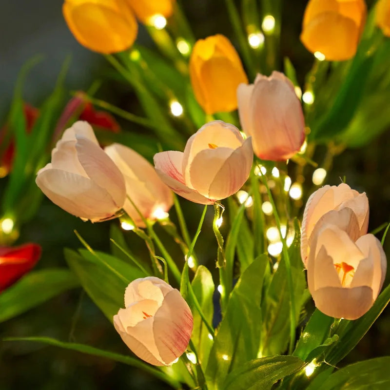 Carvallo Solartulip | LED trädgårdslampa i blomform | Solarbetriven | Väderbeständig & dekorativ | För trädgård, balkong & gångar