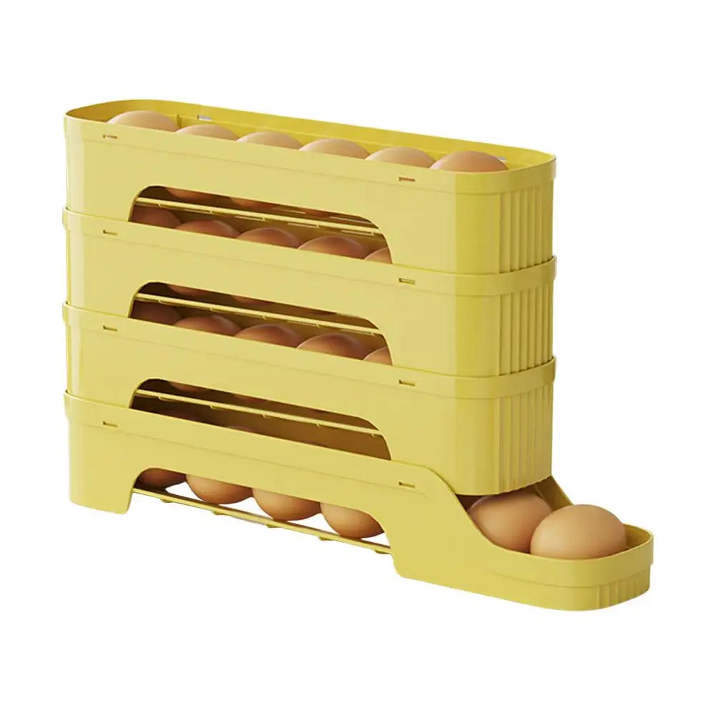 Carvallo RolloMaxx | 4-lagers äggorganisatör | Platsbesparande & Självrullande | Transparent design