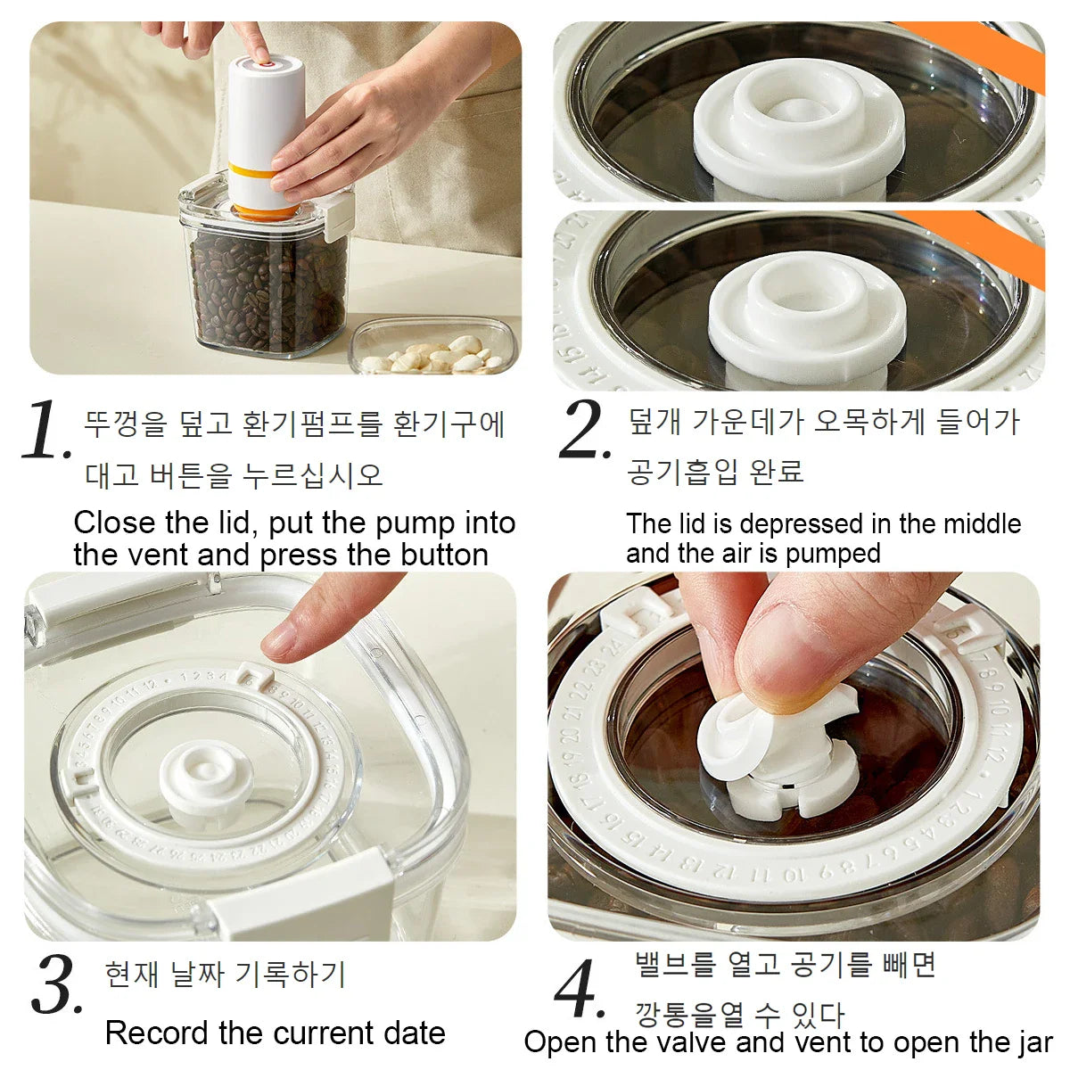 Carvallo Jar Vakuum-Freshkeeping Container | Lufttät Förvaringsbehållare för Kaffe, Te & Müsli | Fukt- och Aromskydd | Stapelbar