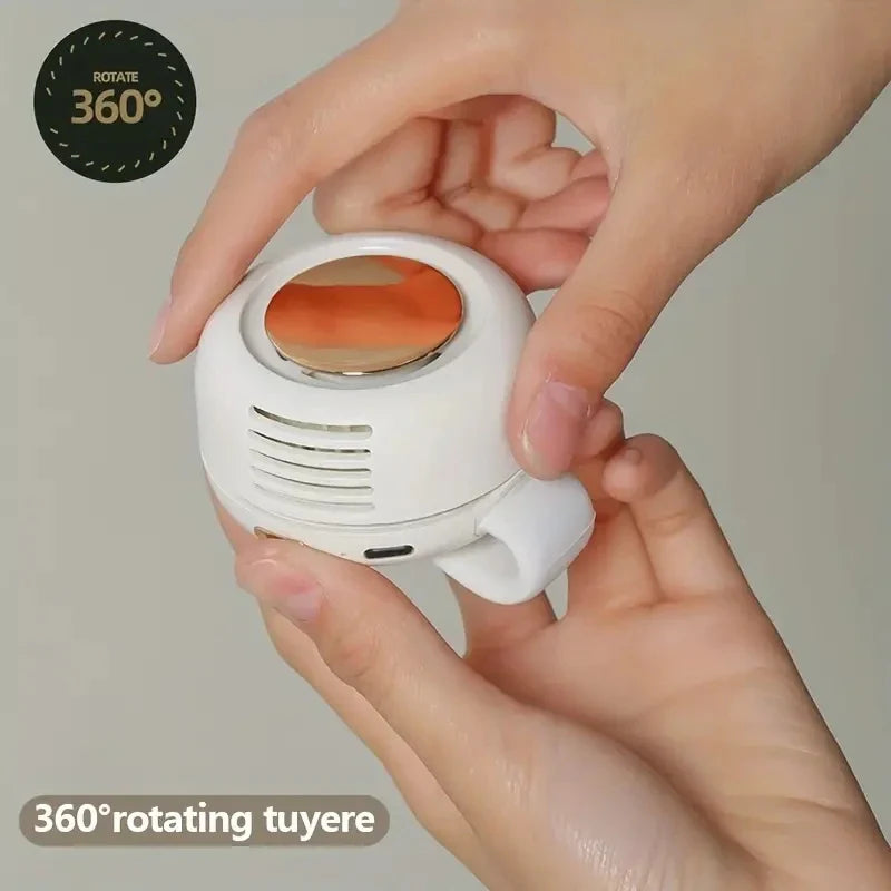 Carvallo Mini-Ventilator utan rotorblad | Tyst & bärbar | Med klämma, 360° vridbar | USB-C uppladdningsbar | För barn, resor & vardag