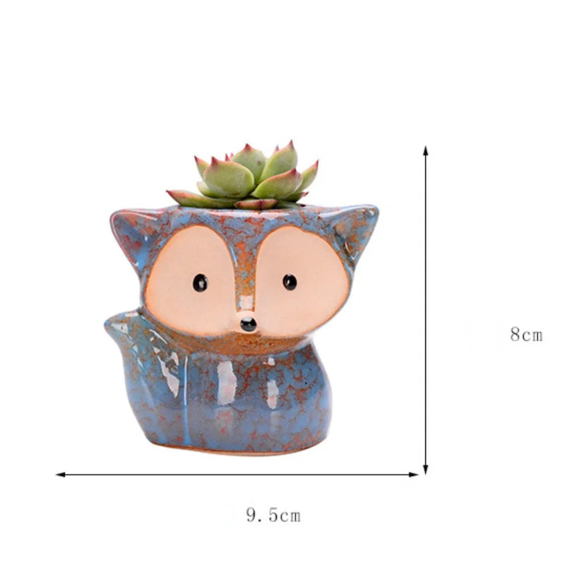 Carvallo | Keramik-Fuchsplanta | Mini-blomkruka för suckulenter & bonsai | Dekorativ cartoon-blomkruka