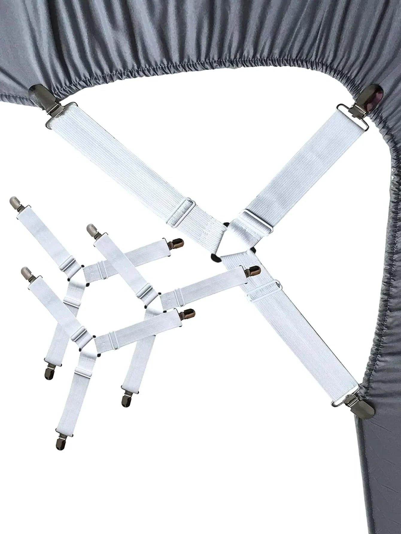 Carvallo Spännbäddslakanhållare Set | 4-pack Triangulära Bäddlakanhållare | Justerbar & Antislip – För Madrasser, Duket och Överdrag