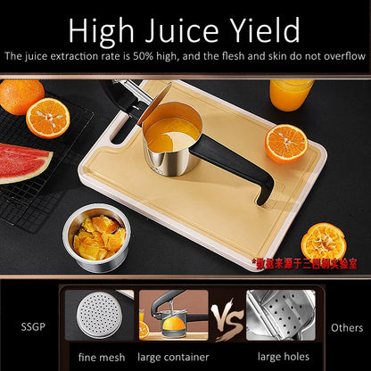 Carvallo Manuell Saftpress i rostfritt stål | Patenterad design | 50 % högre juiceutbyte | För citrus, granatäpple &amp; mer