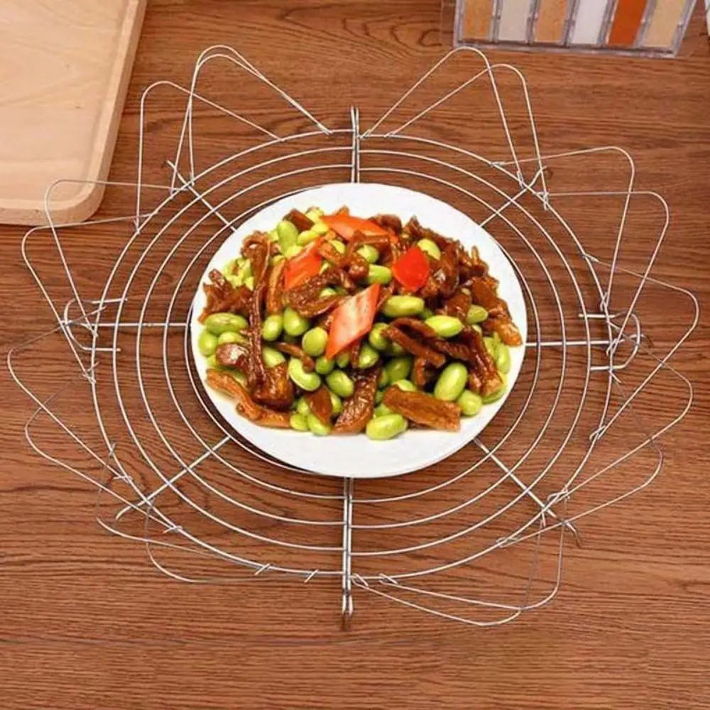 Carvallo OilGuard | Fällbart rostfritt stål avrunnen droppställning | Halvrund & med säkerhetskant | För pannor 32–38 cm