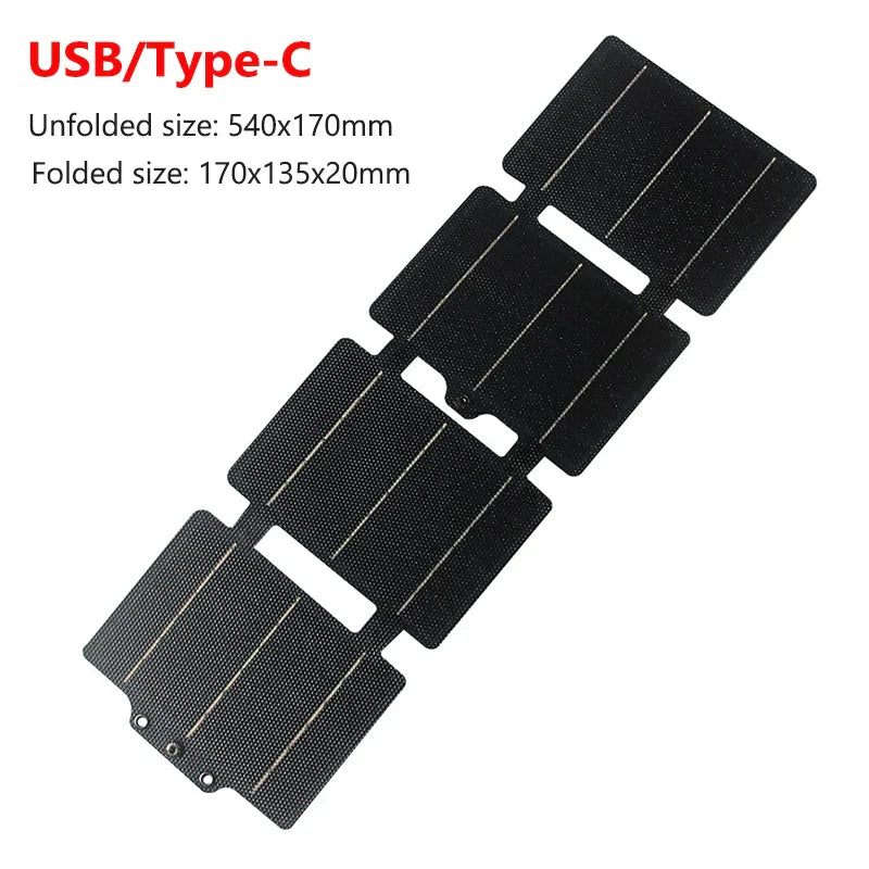 Carvallo Flex Fällbart Solpanel Laddare | 30W / 60W | IPX6 vattentålig | USB & Typ-C Utgångar | För Utomhus, Camping & Nödkraft