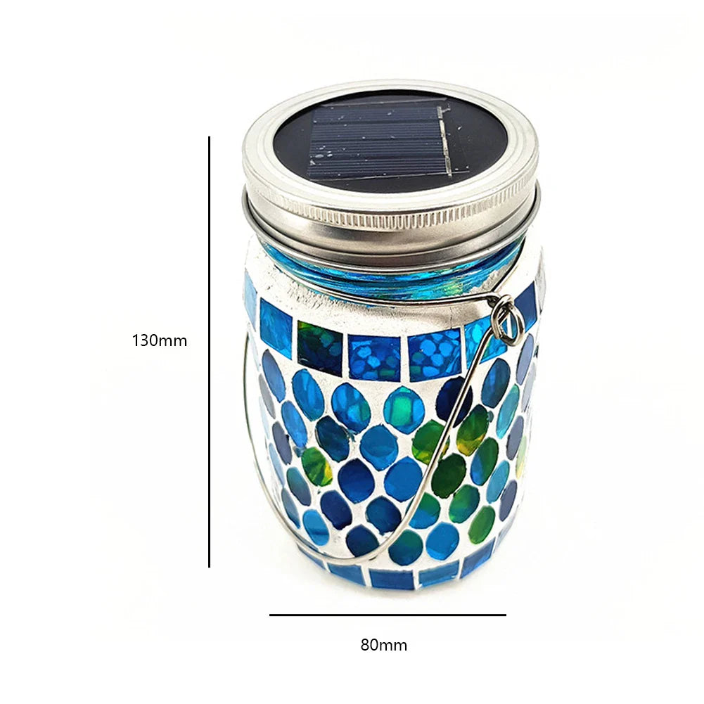 Carvallo LumoMosa Solarlaterne Mosaik LED | Hänglampa för trädgård och terrass | Vattentålig & Bärbar | 13 cm Hög