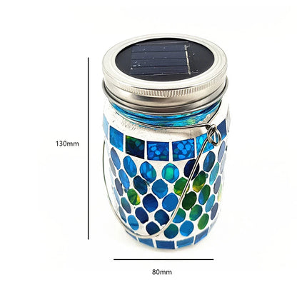 Carvallo LumoMosa Solarlaterne Mosaik LED | Hänglampa för trädgård och terrass | Vattentålig &amp; Bärbar | 13 cm Hög