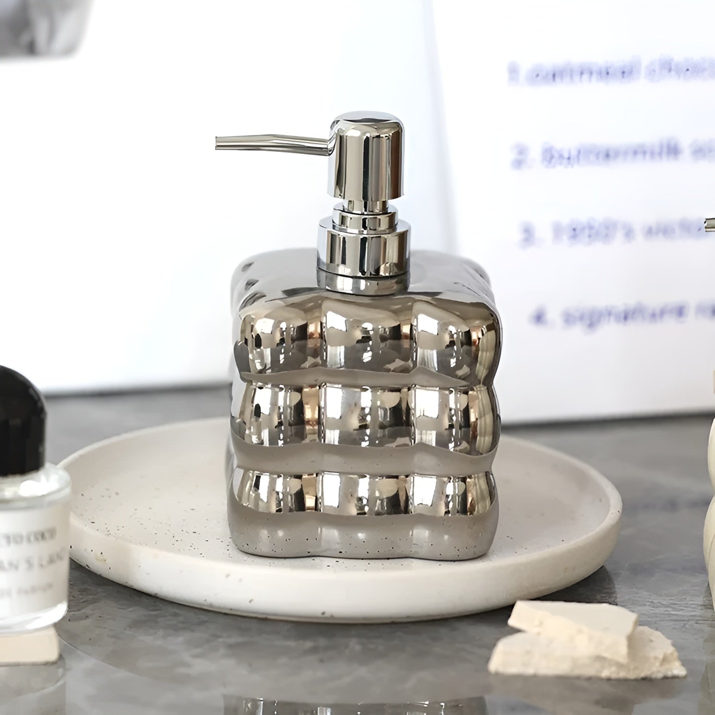 Keramisk tvålbehållare med pump – Stilfull och påfyllningsbar | För tvål, schampo och duschgel