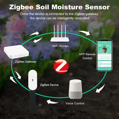 Carvallo Markfuktighetsensor GrowGuard | Zigbee 3.0 | App- &amp; röststyrning | För växtvård &amp; trädgårdövervakning