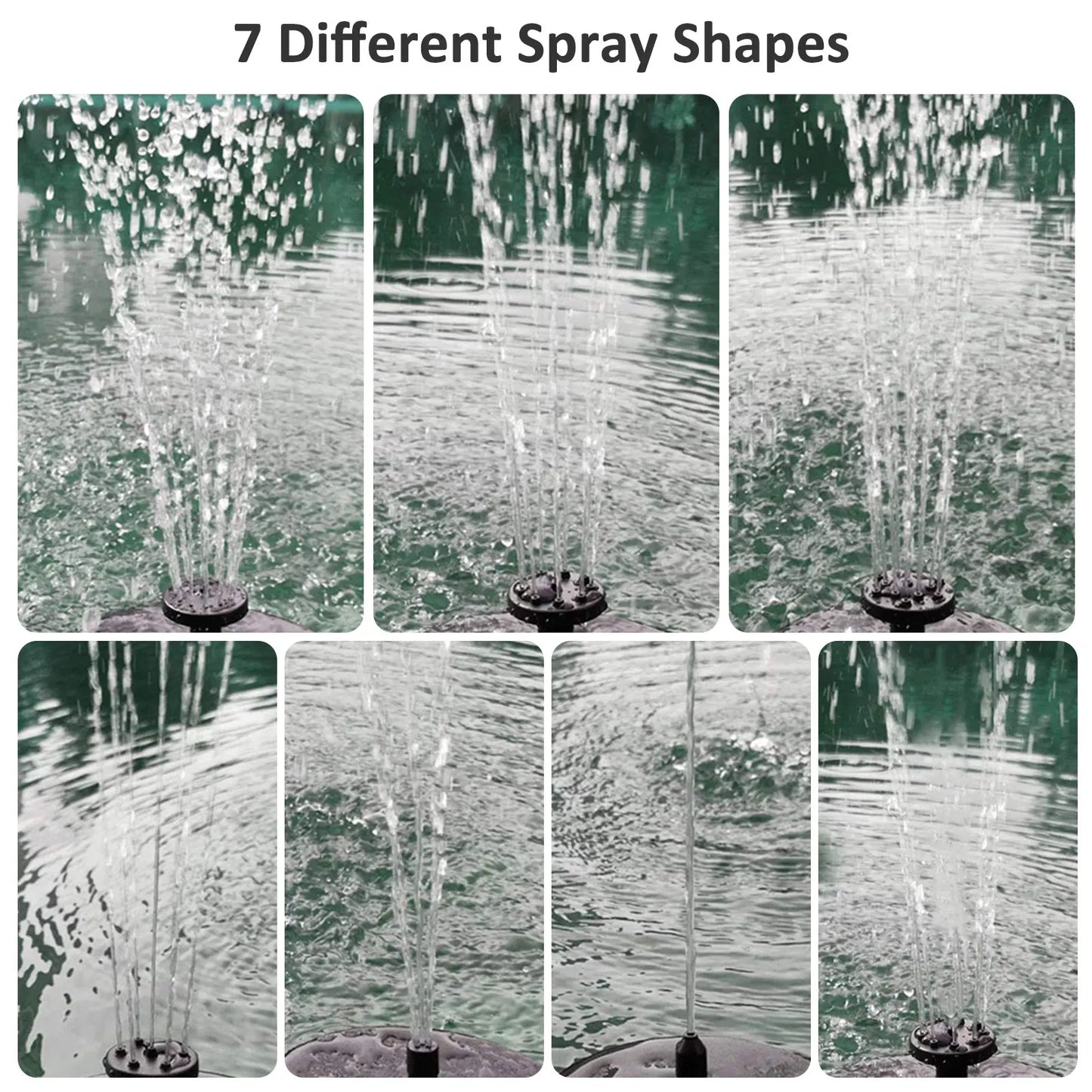 Carvallo Solar Spring | 3W Solbrunn med LED Färgspel | Upp till 60 cm Fontänhöjd | 7 Düsenaufsätze