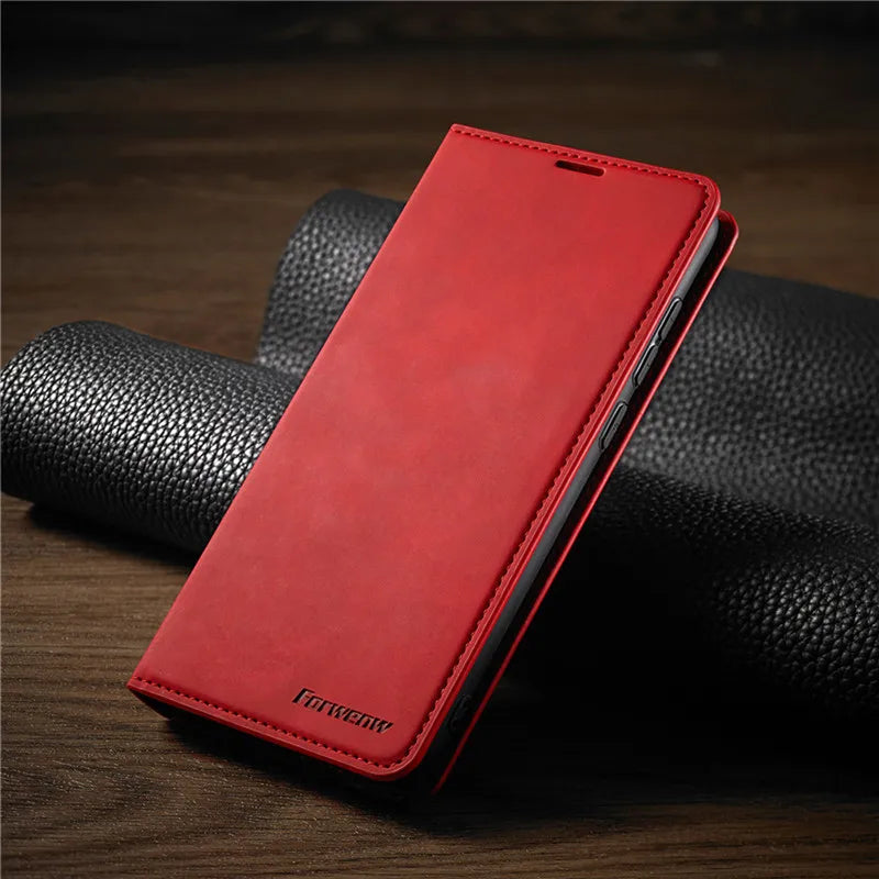 Läder iPhone Plånbok Fodral med Kortfack