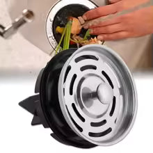 Carvallo SplashGuard diskho sprutskydd & avloppsfilter | För köksavlopp & matresterkniv | 8,6x10 cm | Rostfritt stål + plast