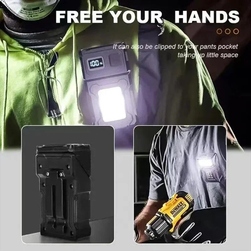 Carvallo Mini-LED-ficklampa med magnetfot &amp; powerbank-funktion | USB-C laddningsbar | COB-nödbelysning för camping &amp; utomhus