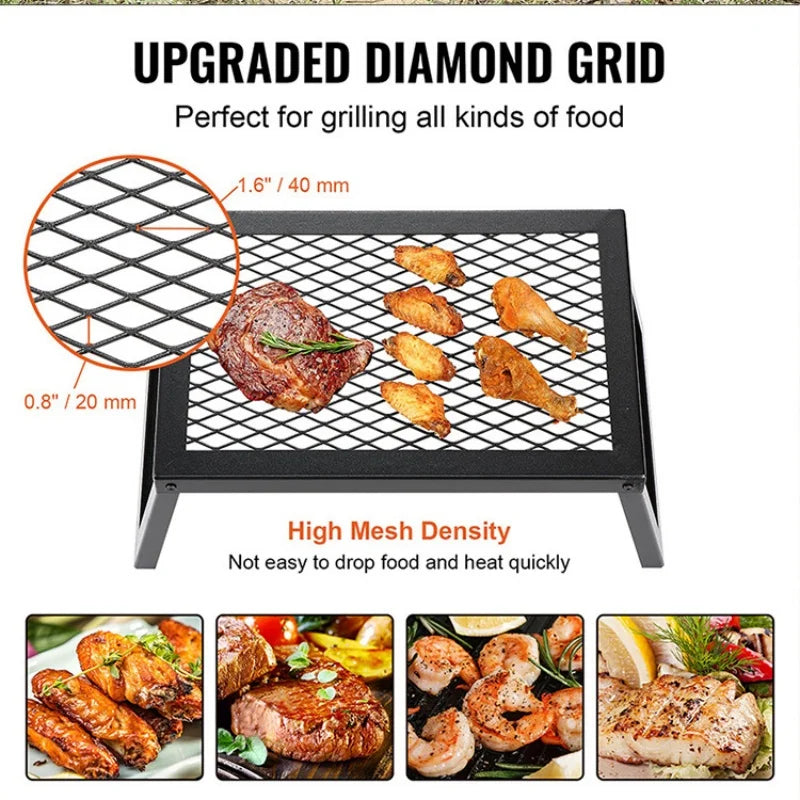 Carvallo Fold Fällbar Grillgaller | Bärbar Rostfritt Stål-Grillställning | För BBQ, Camping & Utomhus | 32 × 21 × 16 cm