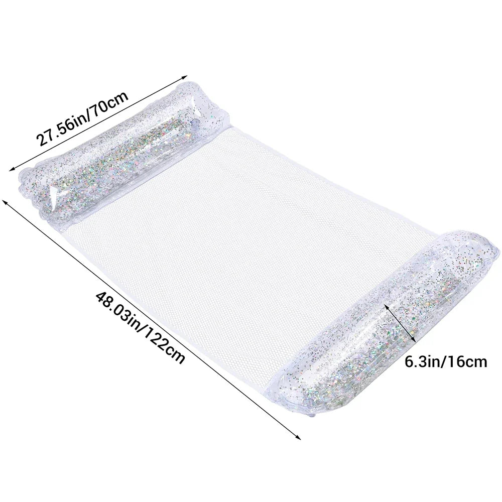 Carvallo Vattenshängmatta uppblåsbar | 130×70 cm | Fällbar Pool-loungestol med ryggstöd | Svimmbädd för pool, strand & semester