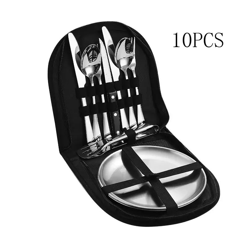 Carvallo Bestickset Silviora Gear | 10/20-delar | Rostfritt stål | För utomhus, picknick & resor