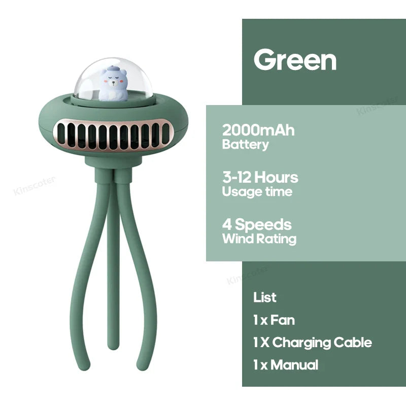 Carvallo-Ventilator Brisano ClipFlex | Fällbar & Återuppladdningsbar | 2000 mAh Batteri | 4 Hastigheter | Med klämma för barnvagn, bord & på språng